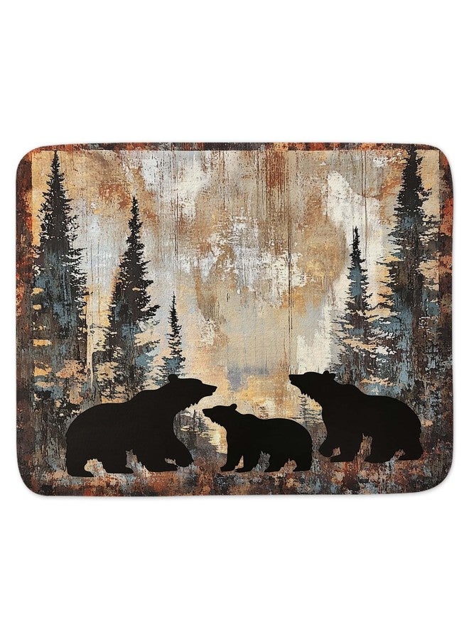 Wathon Bear Bath Mat Rustic Cabin Lodge Woodland Wildlife Bath Rug Animal Hunting Camo Black Bear in the Woods Bathroom Accessories Soft Non Slip Rug Sets for Bathroom Bedroom Kitchen Outdoor Indoor 17X29IN - Image 2